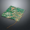 3D Topographic Model With Green Terrain And Yellow Connecting Lines