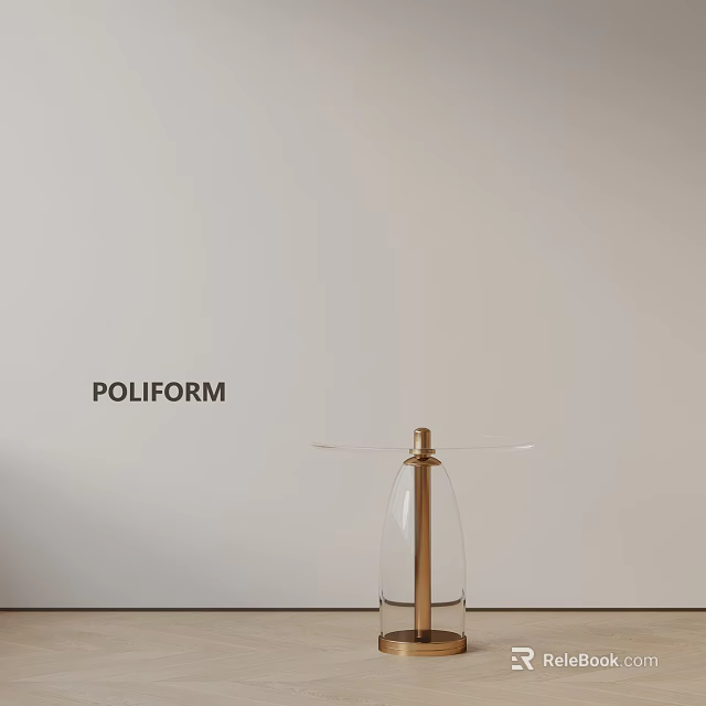 POLIFORM Modern Minimalist Side Table With Glass Top And Golden Metal Base 3d model