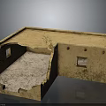 Traditional Adobe House Model With Weathered Walls Open Structure And Windows