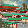 Ancient Building Group of Mountain Temples in Tang Dynasty 3d model