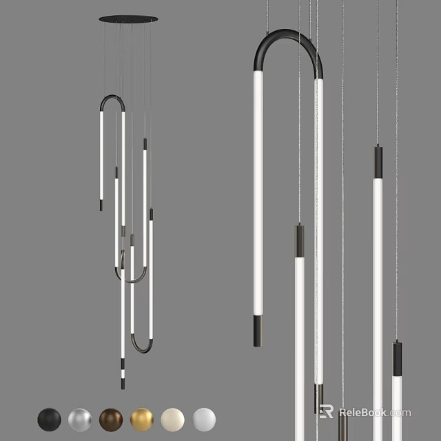 Modern Contemporary Pendant Lights With Sleek Black White Long Tube Design 3d model 