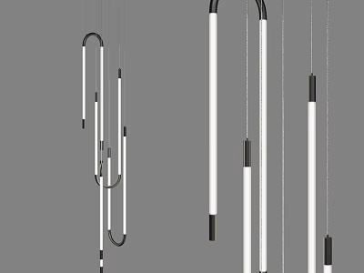 Modern Contemporary Pendant Lights With Sleek Black White Long Tube Design 3d model