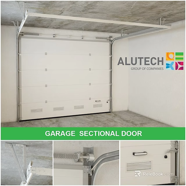 Alutech Garage Sectional Door System With White Panel And Modern Design 3d model 