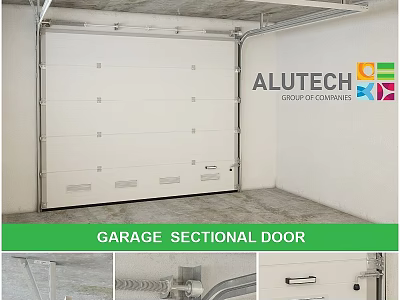 Alutech Garage Sectional Door System With White Panel And Modern Design 3d model
