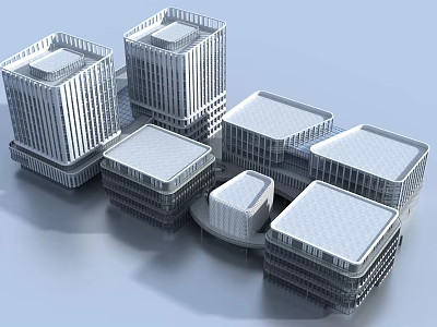 Modern High Rise Office Buildings With Glass Facade And Architectural Design 3d model