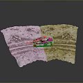 Modern Snow Scene Model With Red Tracked Vehicle And Textured Trails
