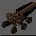 Detailed Mars Rover Model With Six Wheels Brown Exterior And Solar Panels