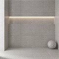 Modern Building Components With Gray Mosaic Tiles Recessed Lighting And Spherical Decor