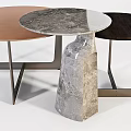 Modern Round Tables With Marble Wooden Copper Tops And Metal Frames