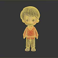 Cartoon Child With Gray Hair Red Sweater And Gray Pants