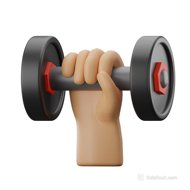 Hand Holding Black And Red Dumbbell As Essential Fitness Sports Equipment 3d model 
