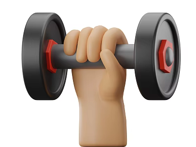 Hand Holding Black And Red Dumbbell As Essential Fitness Sports Equipment 3d model