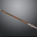 Traditional Spear with Wooden Handle Red Decorative Bands White Tip and Sharp Silver Blade