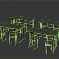 Modern Dining Table Set With Wooden Tops And Metal Chairs In Kitchen Area