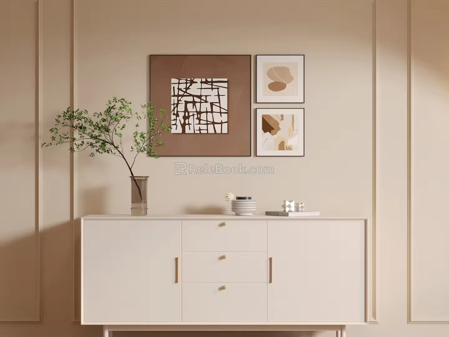 Square Line Hanging Picture Combination 3d model