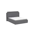 Modern Double Bed With Gray Upholstered Headboard And White Quilted Mattress