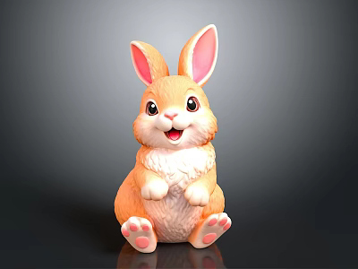Cute Rabbit Shaped Household Decorative Item With Pink Ears And Paws 3d model