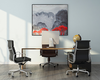 modern office desk and chair 3d model