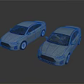 Two Blue Cars With One Featuring Cracked Windshield And Smooth Exterior Design