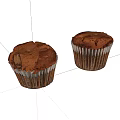 Delicious Chocolate Muffins with Crumbly Tops in Paper Liners on White Background