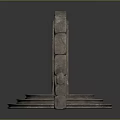Ancient Stone Archway With Intricate Carved Door And Stepped Base 3d model
