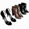 Women's Black Brown High Heel Sandals And Ankle Boots Fashion Collection