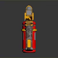 Futuristic Yellow And Red Weapon With Metal Components Red Tank And Textured Handle Design