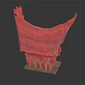 Traditional Decorative Headdress With Feather Details Wooden Base And Red Accents