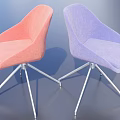 Stylish Modern Lounge Chairs With Red And Purple Fabric And Metal Legs