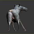 Gray Fantasy Creature With Blue Stripes Open Mouth And Red Tongue