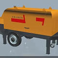 Industrial Yellow Concrete Delivery Pump With Mobile Wheels And Red Logo