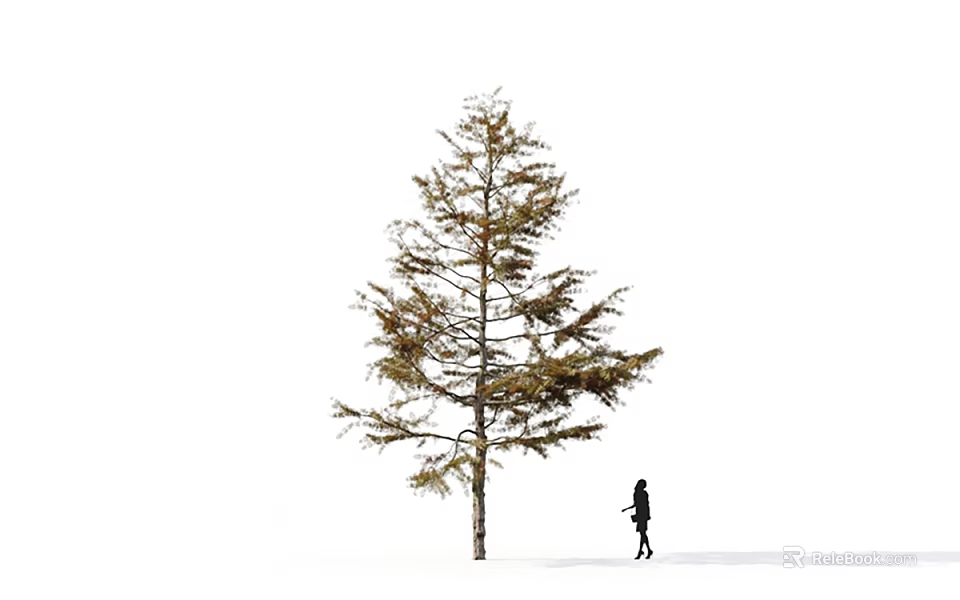 Tall Solitary Arbor Tree in Snowy Landscape With a Person Walking Nearby 3d model 