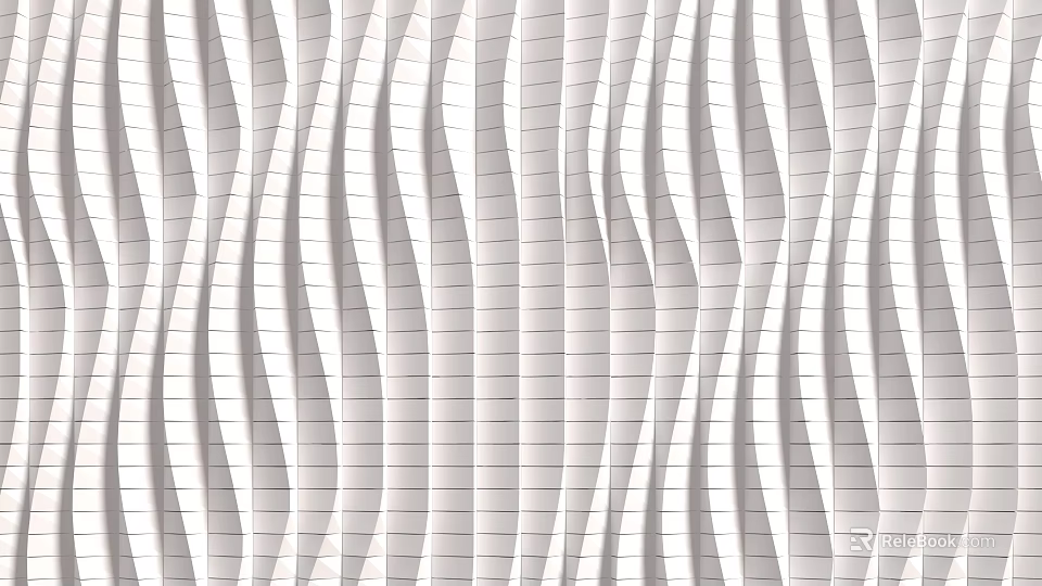 White Wavy Stripes Modern Design Background Wall With Textured Pattern 3d model 