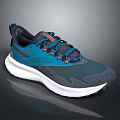 Teal and Navy Blue Running Sneakers with White Sole Gray Accents and Orange Laces