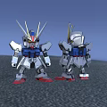 Two Robot Dolls With Silver Blue Red Bodies Yellow Antennas Standing On Gray Ground