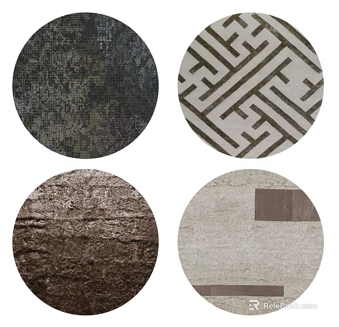 Stylish Round Rugs Featuring Diverse Patterns And Textures For Interior Design 3d model