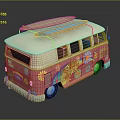 minibus minivan driverless bus school bus van box car 3d model