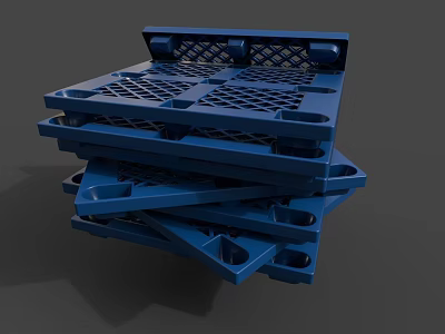 Industrial Blue Plastic Pallets Stacked For Storage And Logistics Heavy Duty Design 3d model