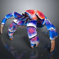 Vibrant Colorful Crab With Red Blue Purple Shell And Spotted Legs