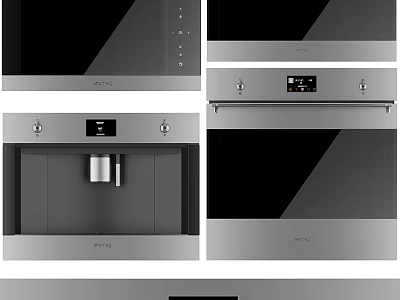 Modern Built in Kitchen Appliances Including Oven Microwave and Coffee Machine 3d model