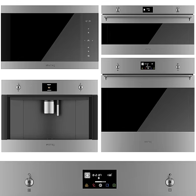 Modern Built in Kitchen Appliances Including Oven Microwave and Coffee Machine 3d model