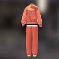 Stylish White Orange Two Tone Baseball Jacket And Track Pants Set With Small Emblem