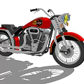 Classic Red Motorcycle With Black Seat Silver Engine And Round Headlights