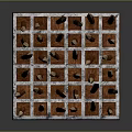 Wooden Spikes With Pointed Tops Neatly Arranged On Square Grid Base Structure