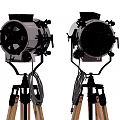 Three Vintage Tripod Mounted Cameras With Wooden And Metal Legs Studio
