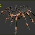 Black and Orange 3D Spider Model with Geometric Design and Yellow Accents