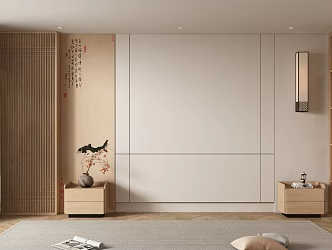 New Chinese bedroom background wall 3d model