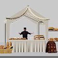 Cozy Tea Break Area Featuring Tent Structure String Lights Bread Shelves And Chef