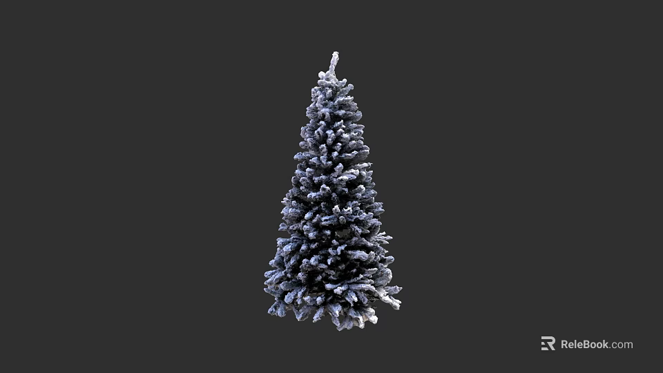 Artistic Snow Covered Pine Tree Sculpture With Detailed Carving Design 3d model 