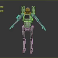 Detailed Sci Fi Mechanical Robot Character With Green Eye And Limb Joints 3d model